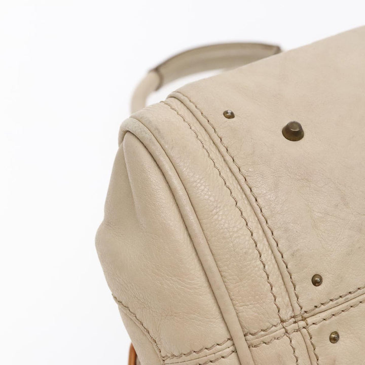 Chloe Paddington Hand Bag Leather Beige Gold Silver am7044
