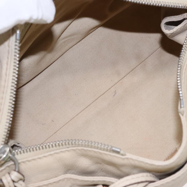 Chloe Paddington Hand Bag Leather Beige Gold Silver am7044