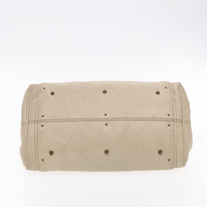 Chloe Paddington Hand Bag Leather Beige Gold Silver am7044