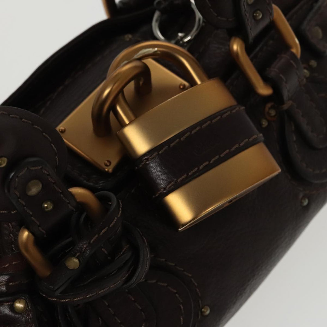 Chloe Paddington Mini Hand Bag Leather Brown Gold am7072