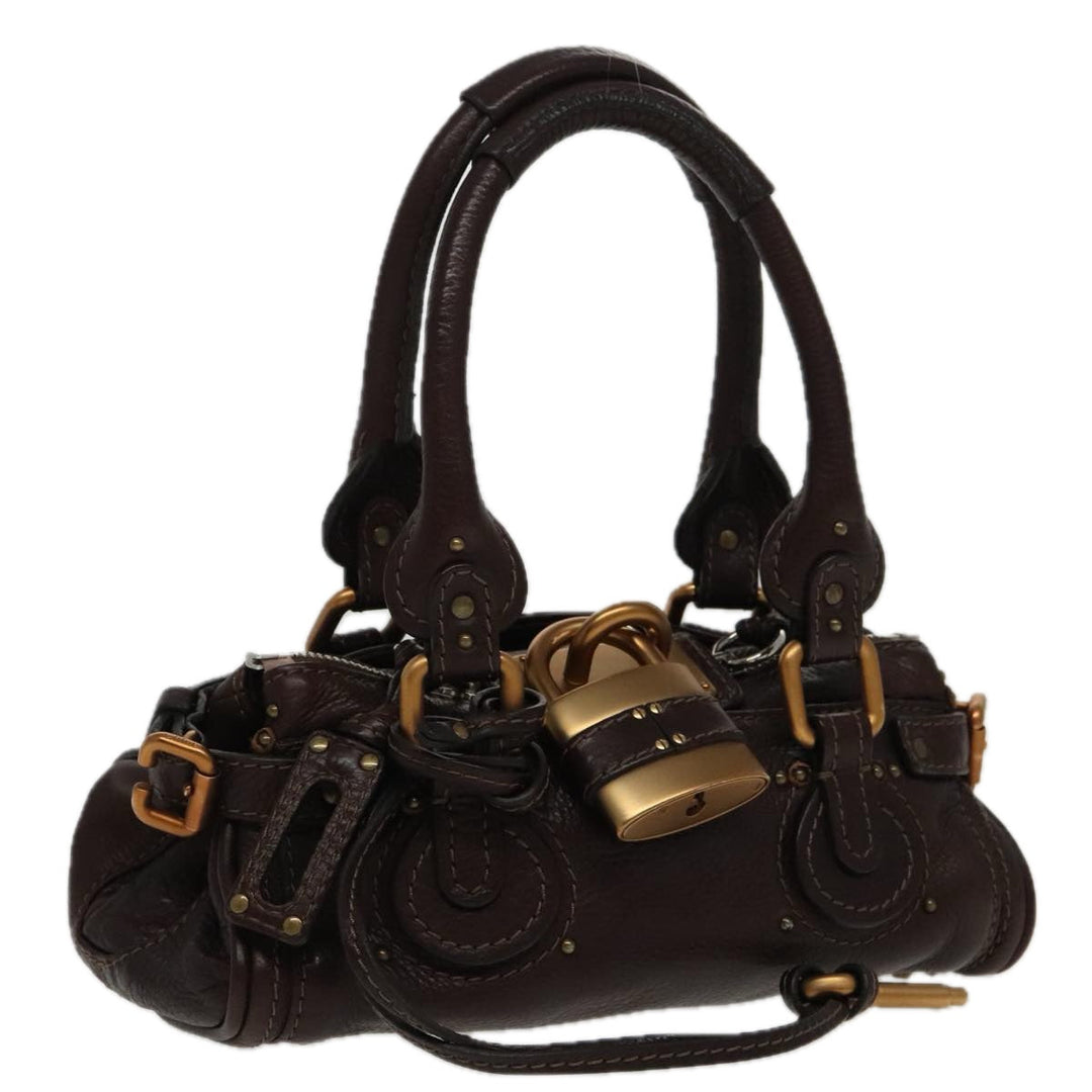 Chloe Paddington Mini Hand Bag Leather Brown Gold am7072