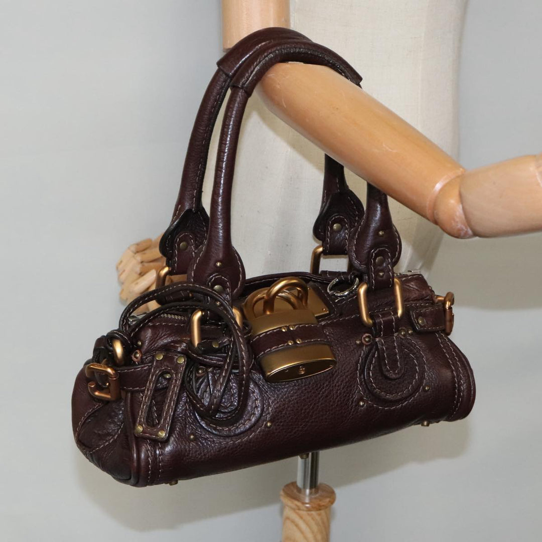 Chloe Paddington Mini Hand Bag Leather Brown Gold am7072