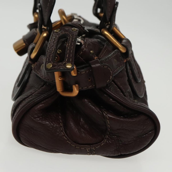 Chloe Paddington Mini Hand Bag Leather Brown Gold am7072