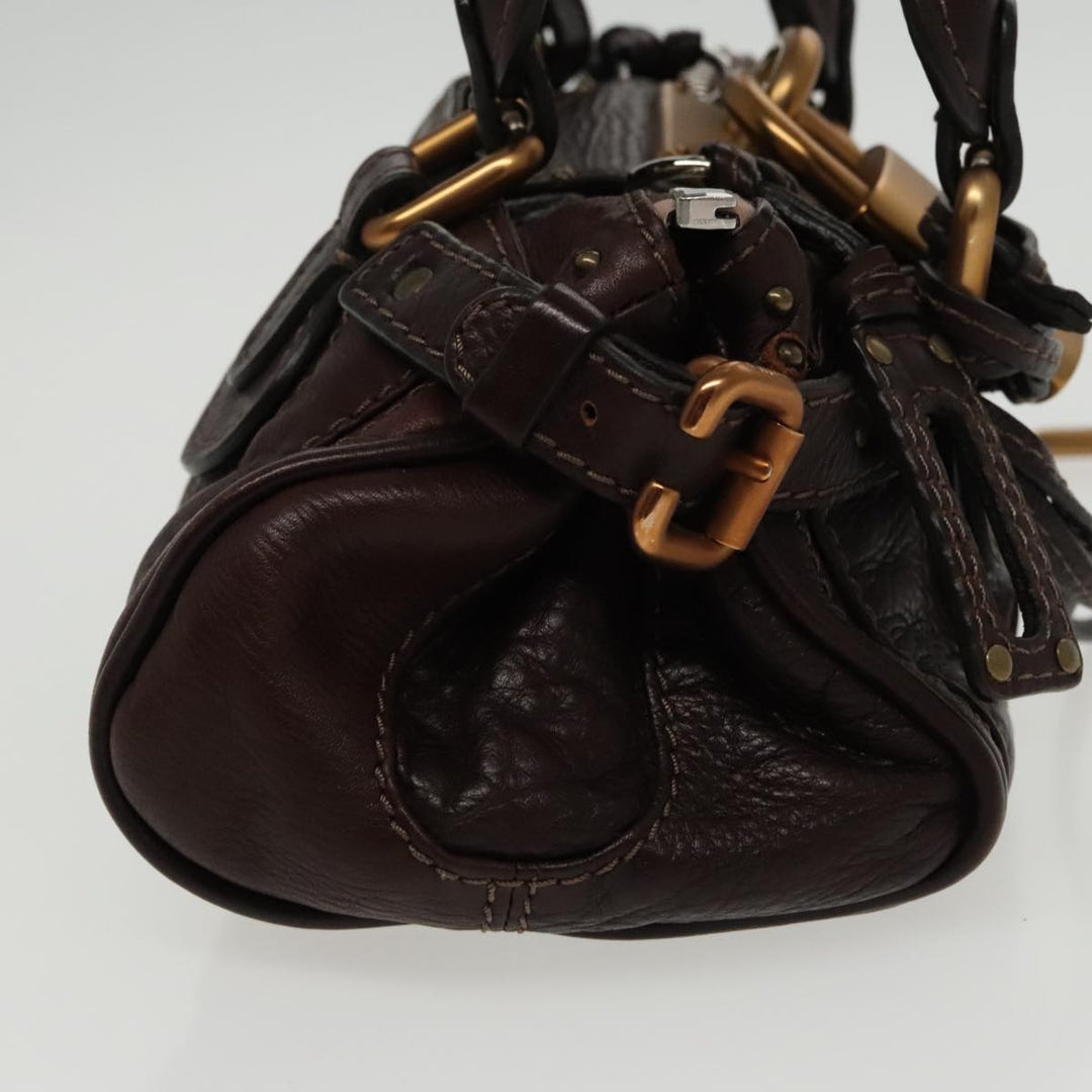 Chloe Paddington Mini Hand Bag Leather Brown Gold am7072