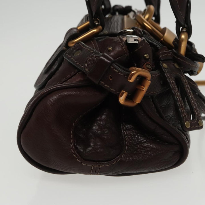Chloe Paddington Mini Hand Bag Leather Brown Gold am7072