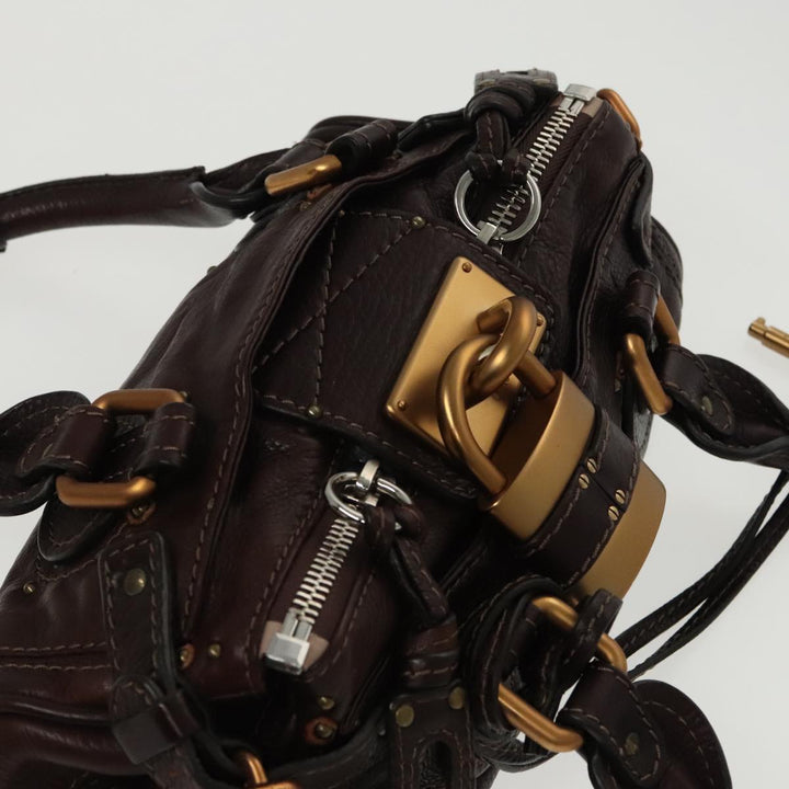 Chloe Paddington Mini Hand Bag Leather Brown Gold am7072