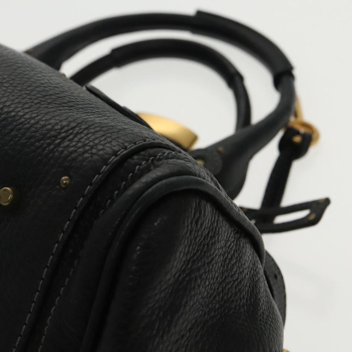 Chloe Paddington Hand Bag Leather Black Gold am7073