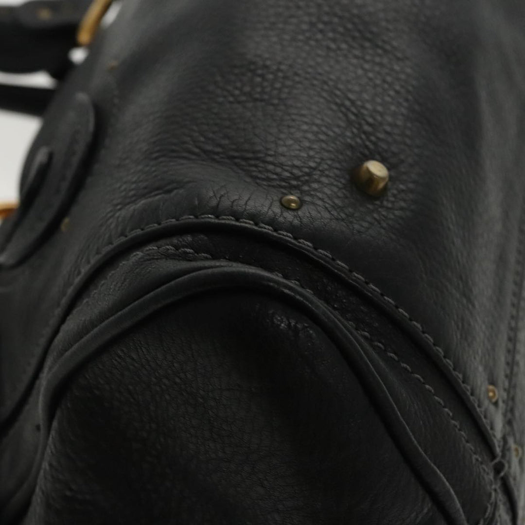 Chloe Paddington Hand Bag Leather Black Gold am7073
