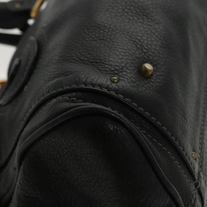 Chloe Paddington Hand Bag Leather Black Gold am7073