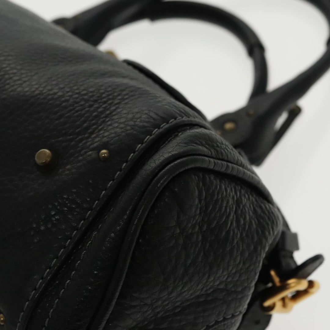 Chloe Paddington Hand Bag Leather Black Gold am7073