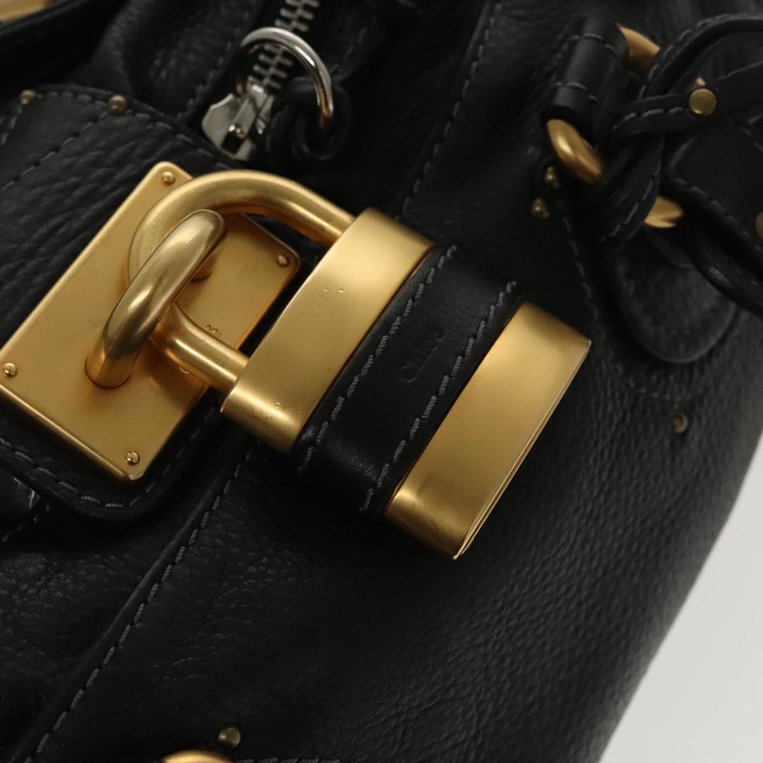 Chloe Paddington Hand Bag Leather Black Gold am7073