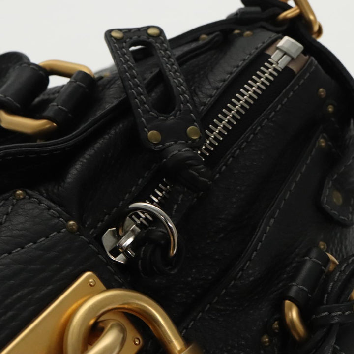 Chloe Paddington Hand Bag Leather Black Gold am7073