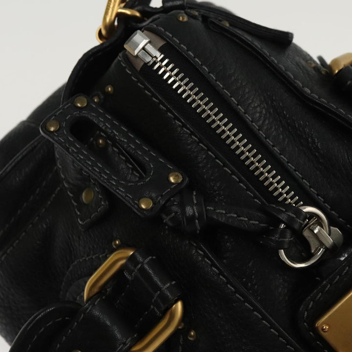 Chloe Paddington Hand Bag Leather Black Gold am7073