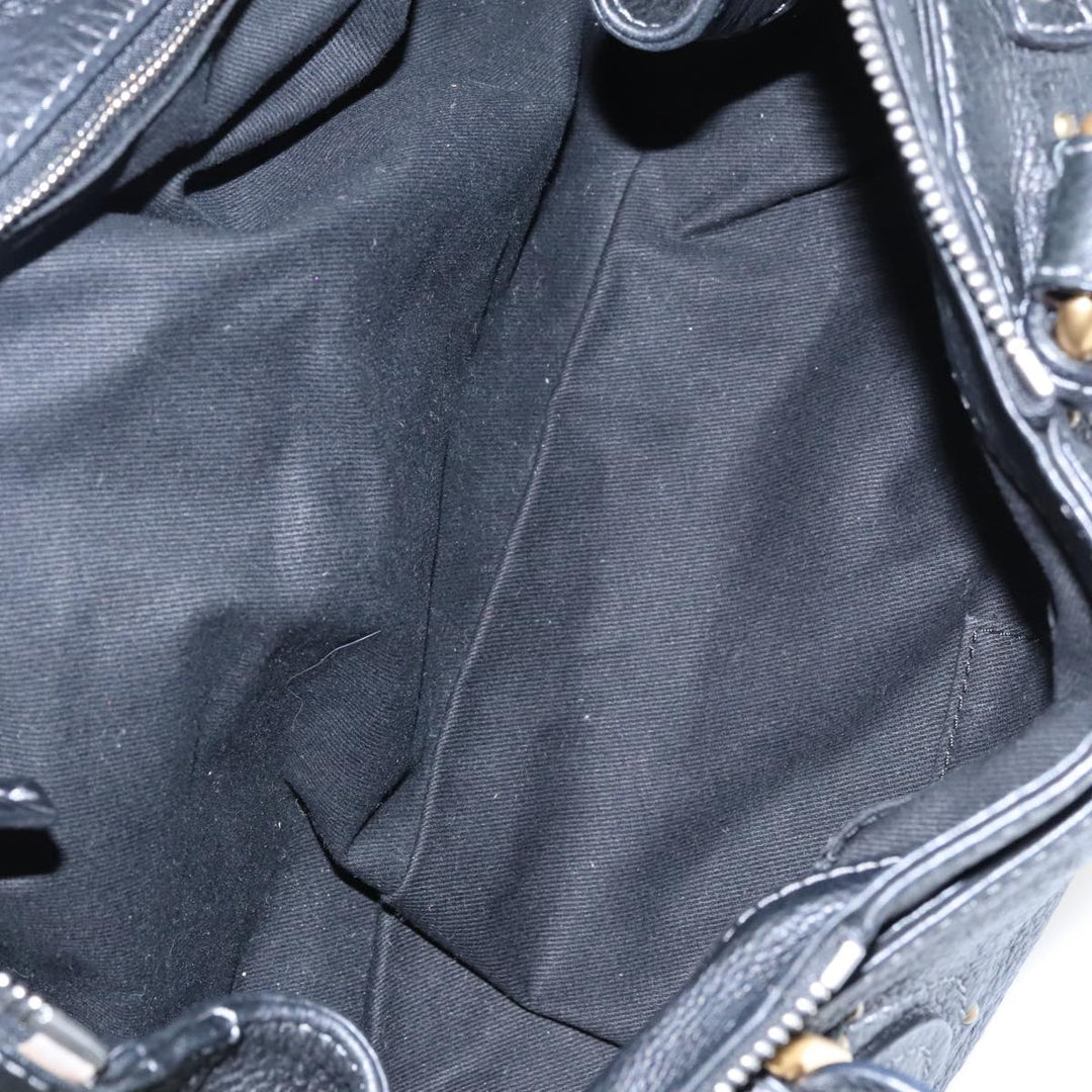 Chloe Paddington Hand Bag Leather Black Gold am7073