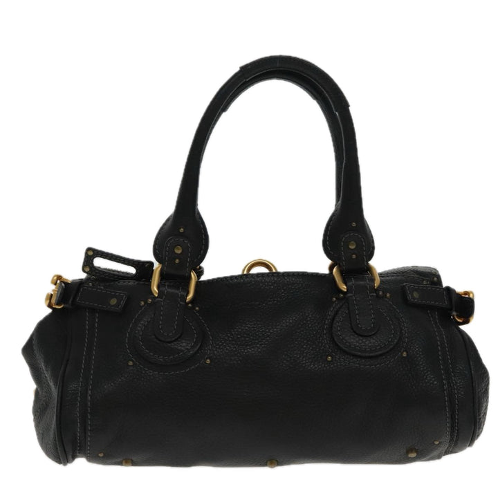 Chloe Paddington Hand Bag Leather Black Gold am7073