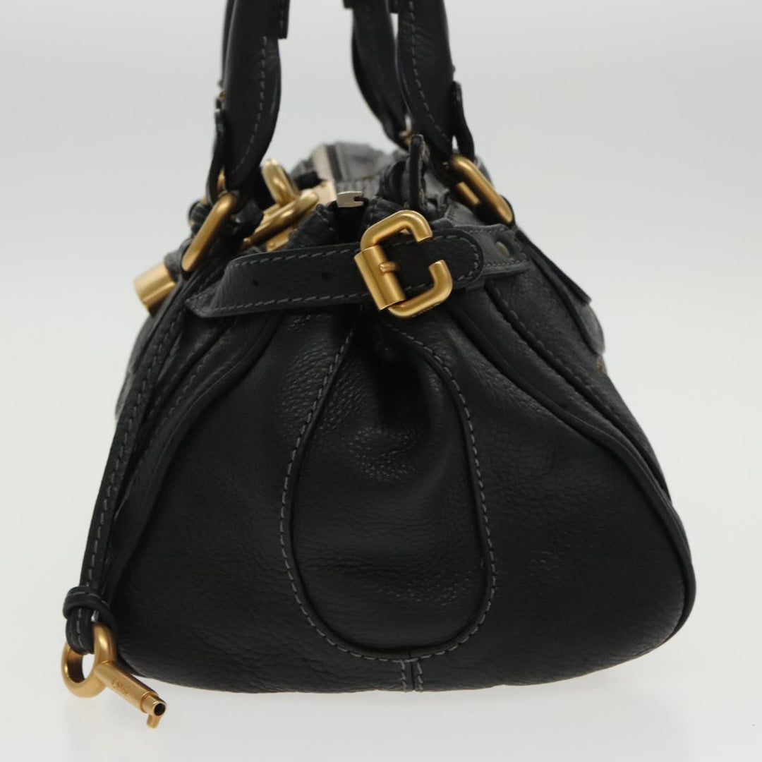 Chloe Paddington Hand Bag Leather Black Gold am7073