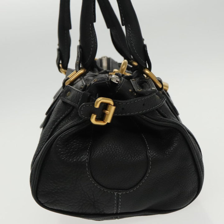 Chloe Paddington Hand Bag Leather Black Gold am7073