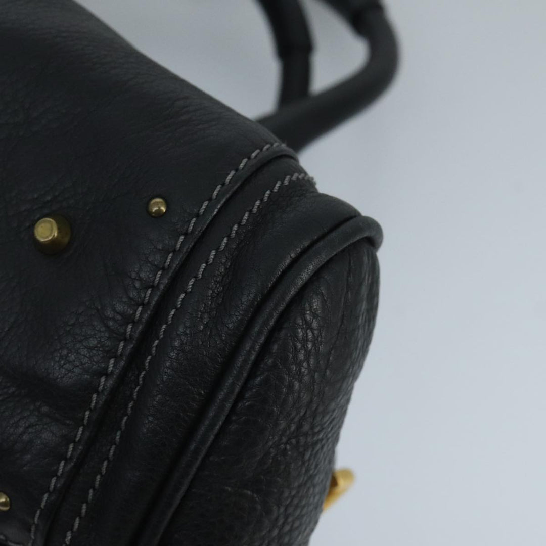 Chloe Paddington Hand Bag Leather Black Gold am7074
