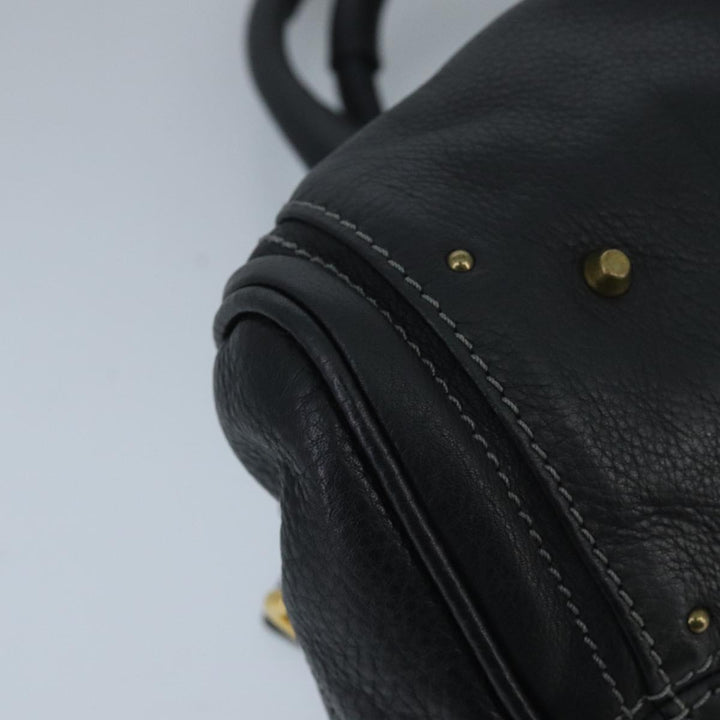 Chloe Paddington Hand Bag Leather Black Gold am7074