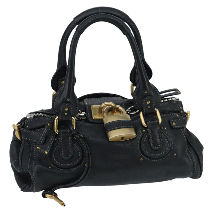 Chloe Paddington Hand Bag Leather Black Gold am7074