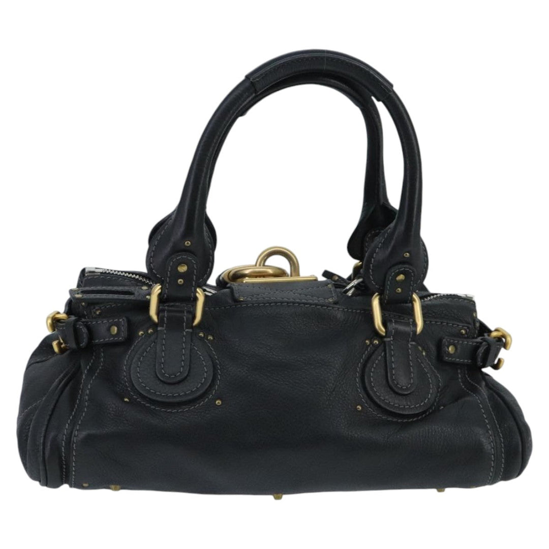 Chloe Paddington Hand Bag Leather Black Gold am7074
