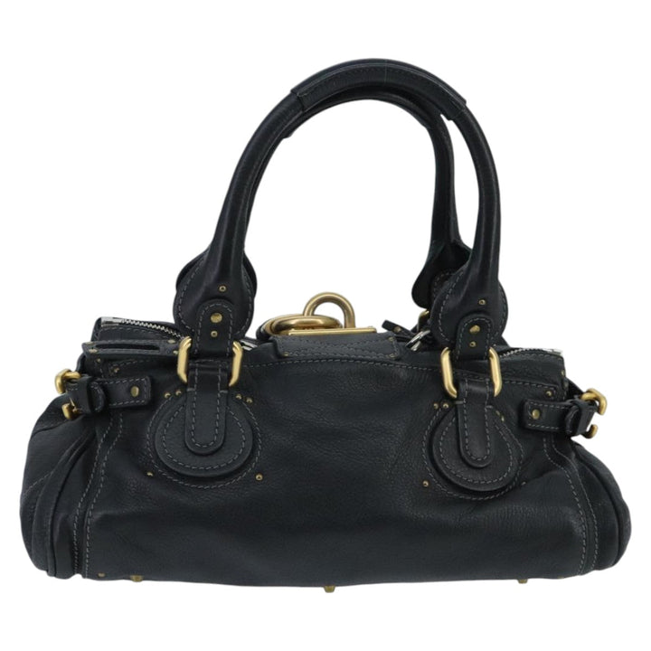 Chloe Paddington Hand Bag Leather Black Gold am7074