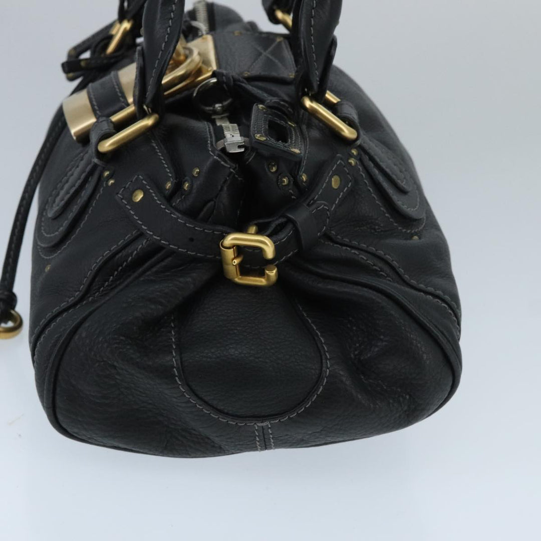 Chloe Paddington Hand Bag Leather Black Gold am7074