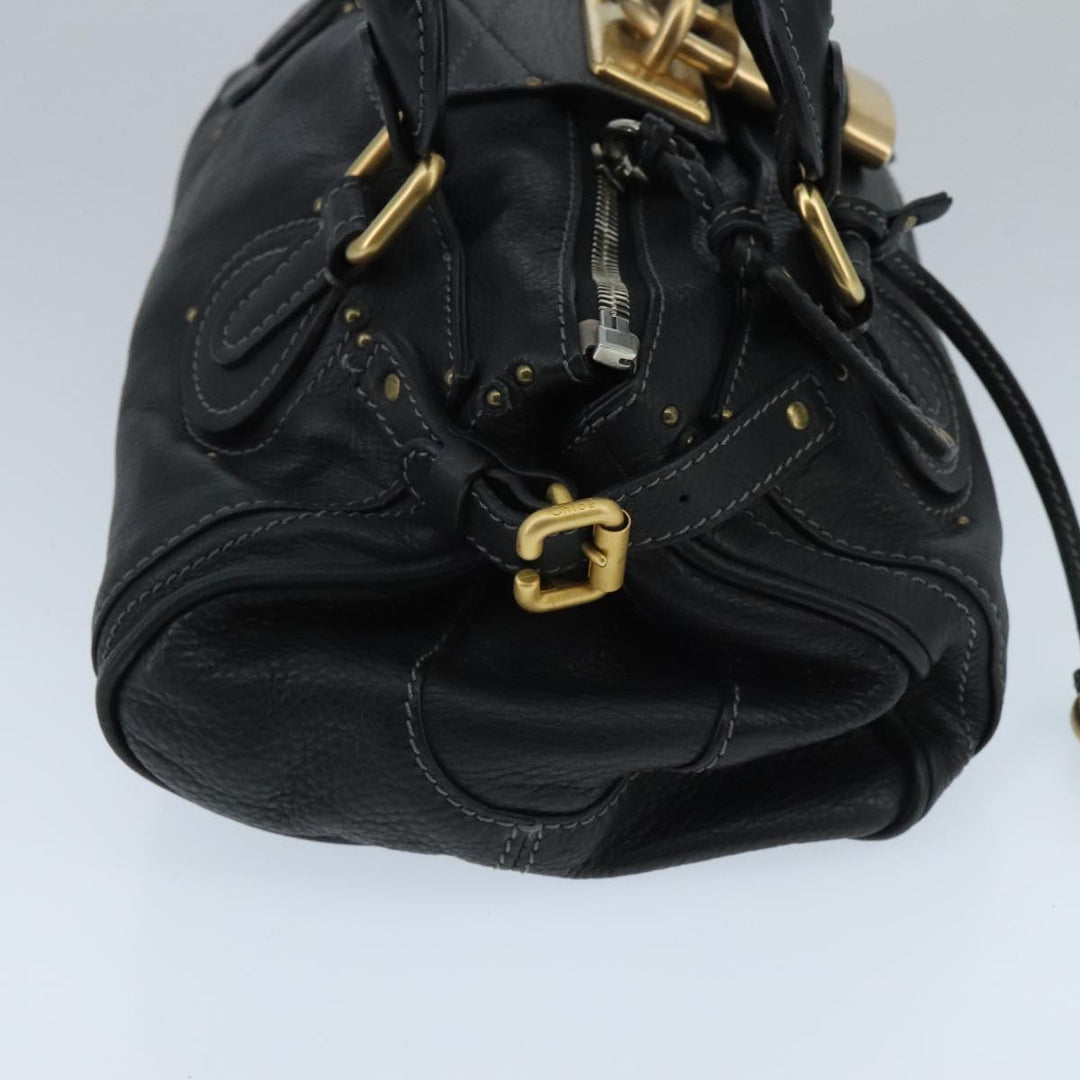 Chloe Paddington Hand Bag Leather Black Gold am7074