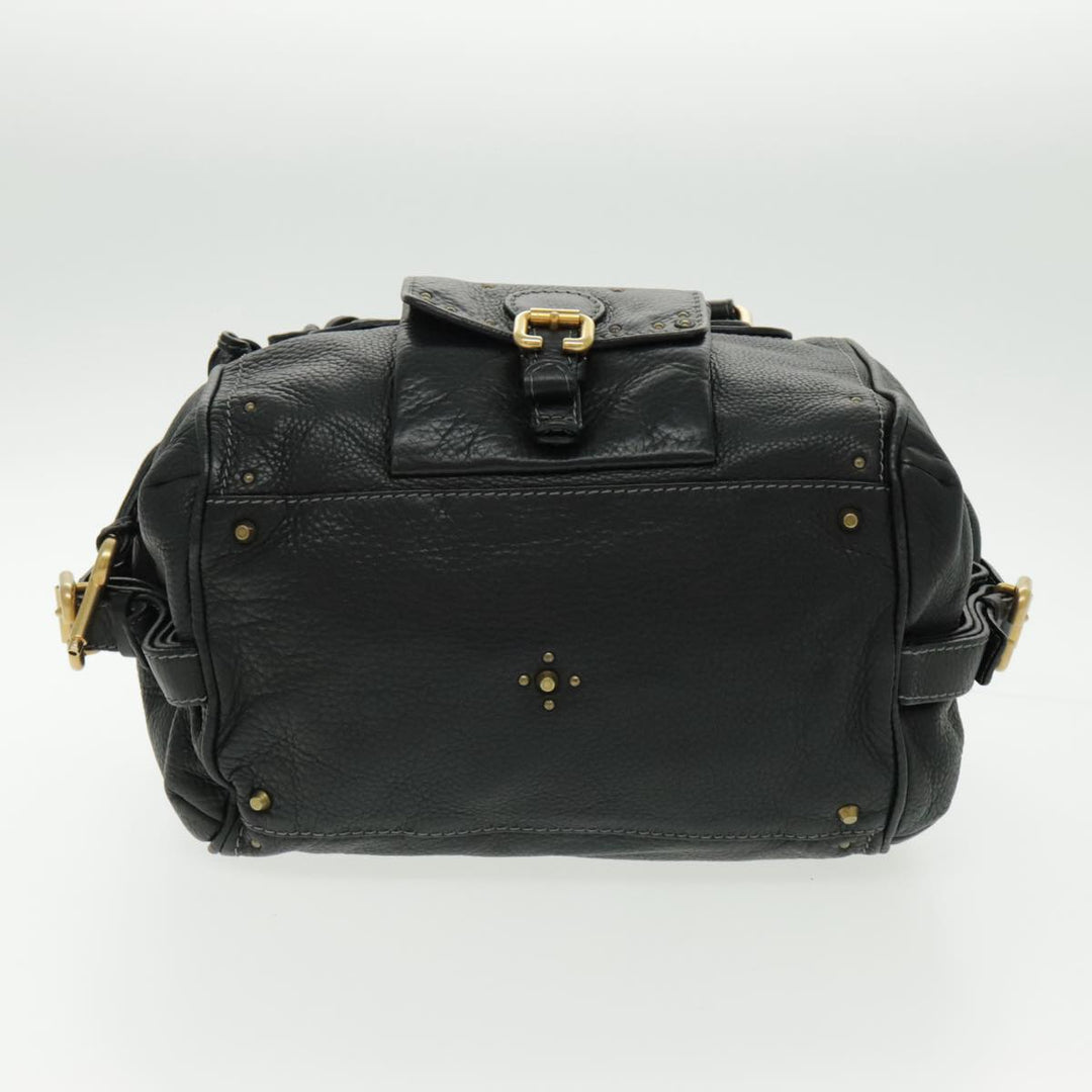 Chloe Paddington Shoulder Bag Leather Black Gold am7075
