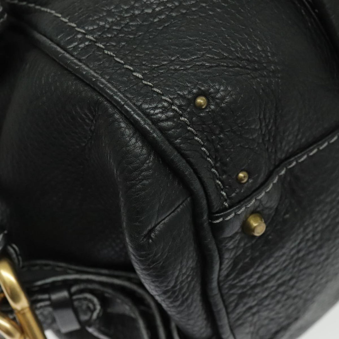 Chloe Paddington Shoulder Bag Leather Black Gold am7075