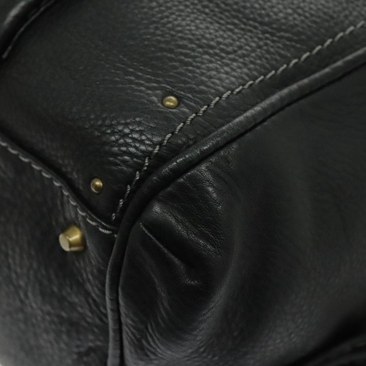 Chloe Paddington Shoulder Bag Leather Black Gold am7075