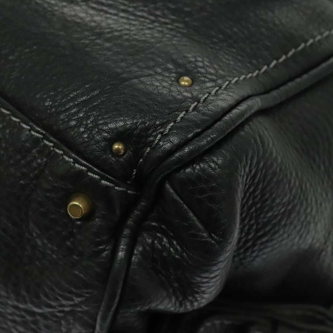 Chloe Paddington Shoulder Bag Leather Black Gold am7075
