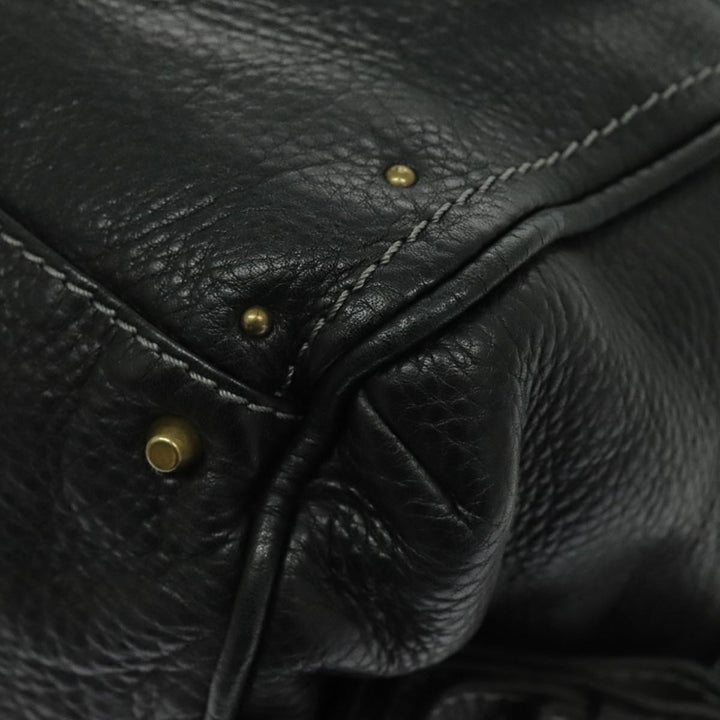 Chloe Paddington Shoulder Bag Leather Black Gold am7075