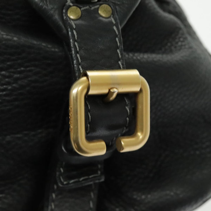 Chloe Paddington Shoulder Bag Leather Black Gold am7075