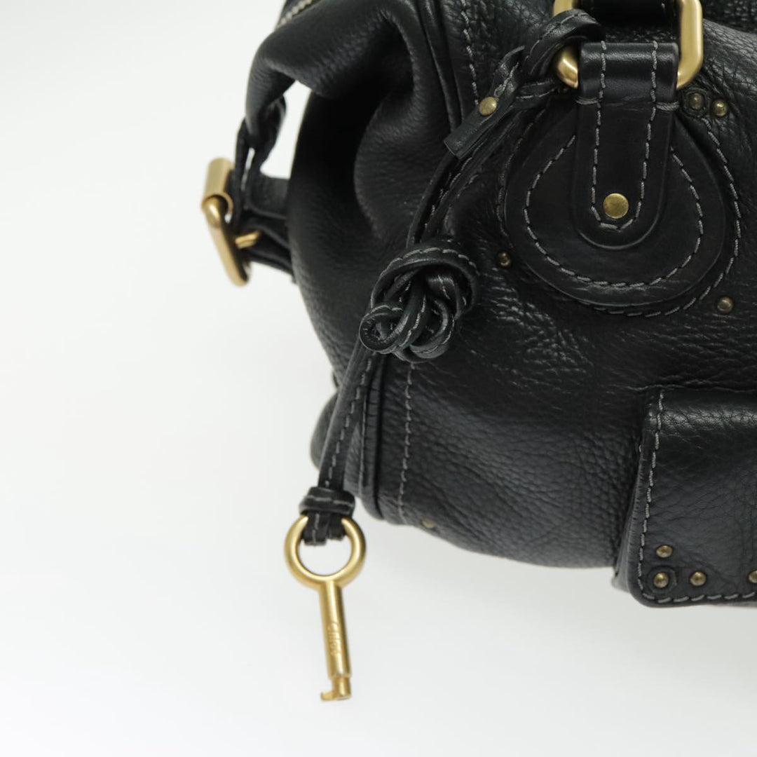 Chloe Paddington Shoulder Bag Leather Black Gold am7075