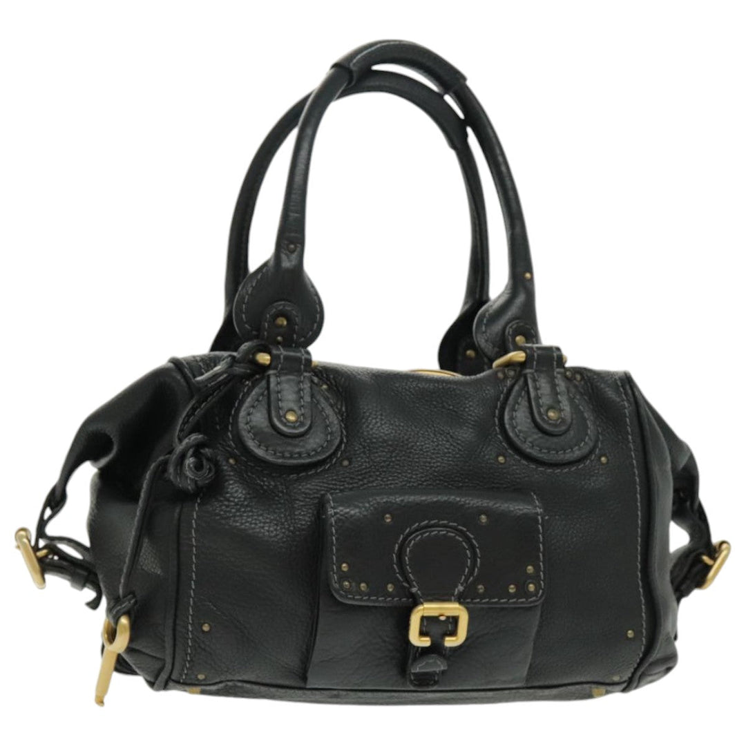 Chloe Paddington Shoulder Bag Leather Black Gold am7075