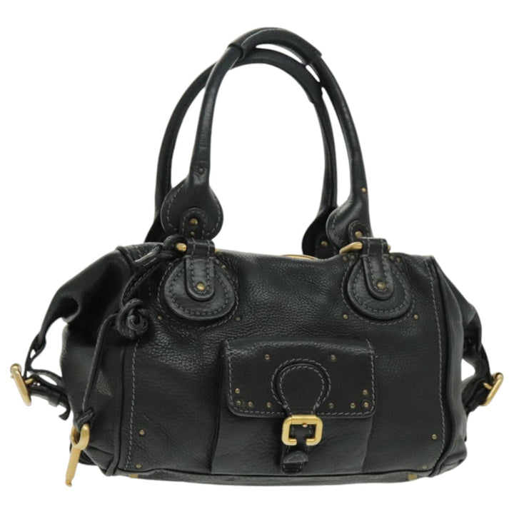 Chloe Paddington Shoulder Bag Leather Black Gold am7075