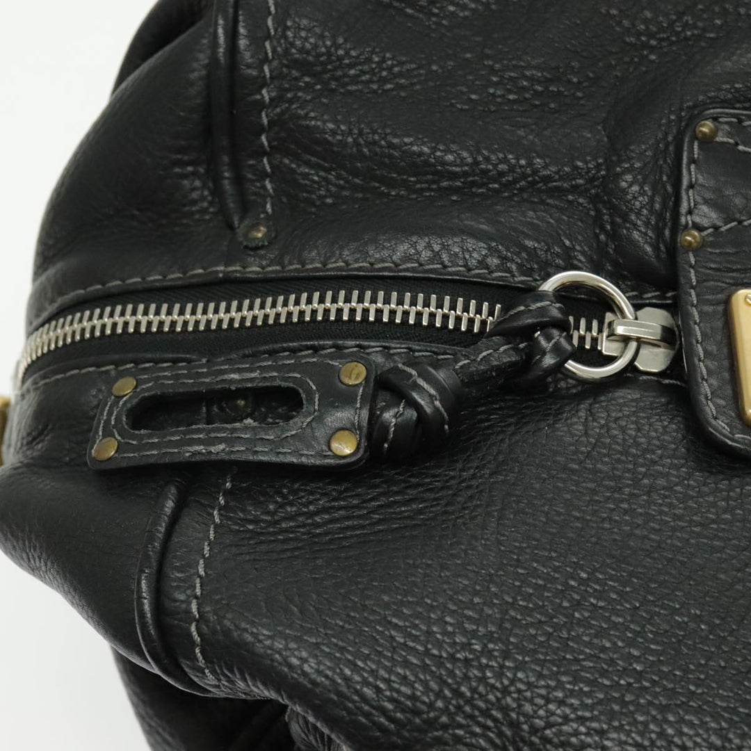 Chloe Paddington Shoulder Bag Leather Black Gold am7075