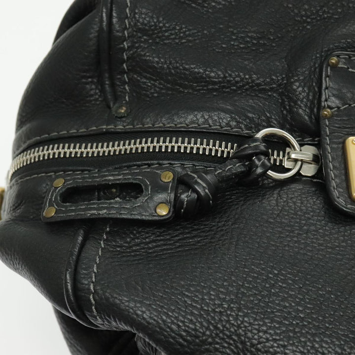 Chloe Paddington Shoulder Bag Leather Black Gold am7075