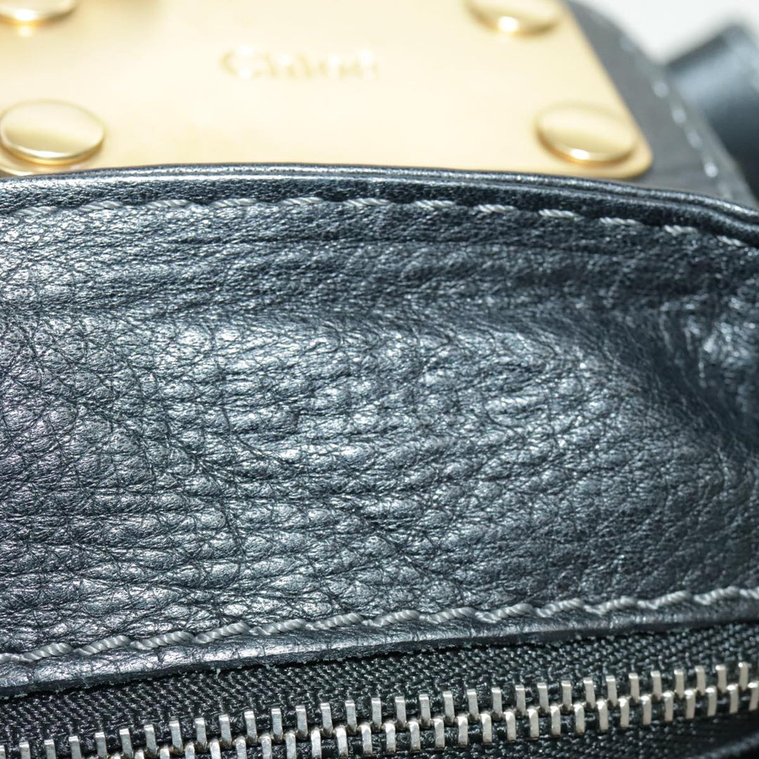 Chloe Paddington Shoulder Bag Leather Black Gold am7075