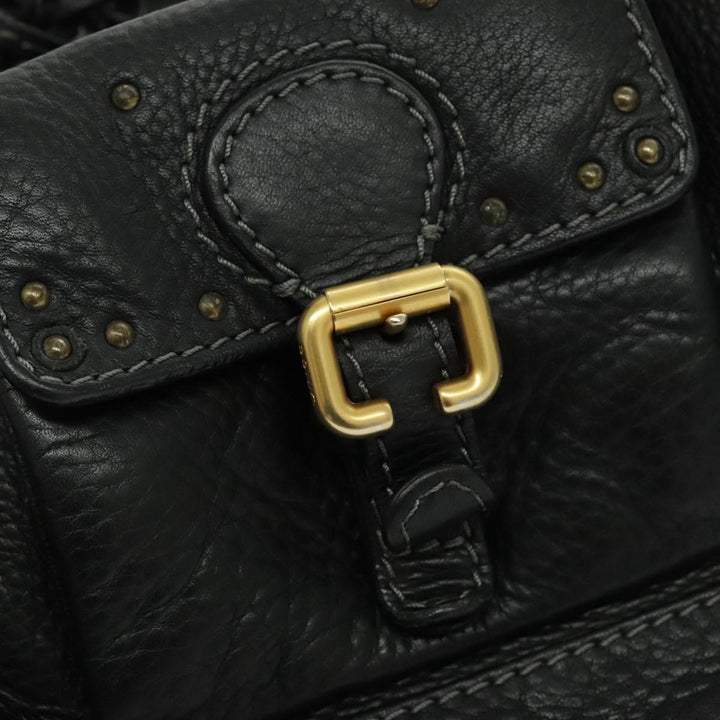 Chloe Paddington Shoulder Bag Leather Black Gold am7075
