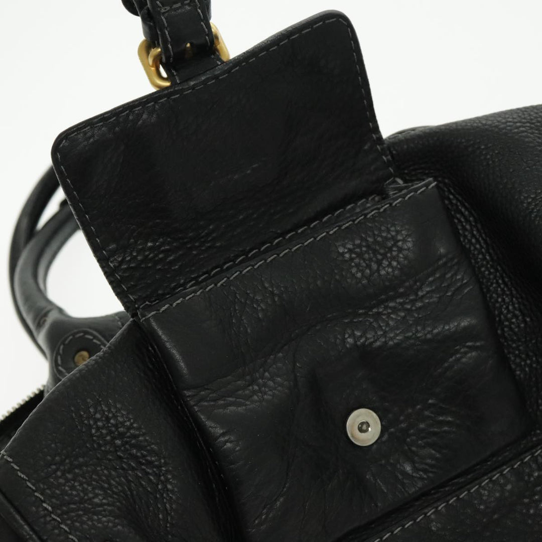 Chloe Paddington Shoulder Bag Leather Black Gold am7075