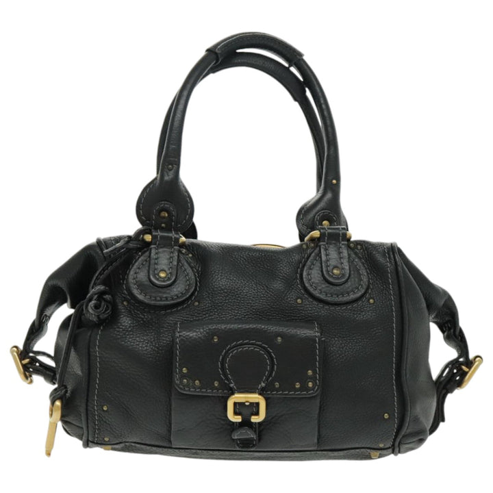 Chloe Paddington Shoulder Bag Leather Black Gold am7075