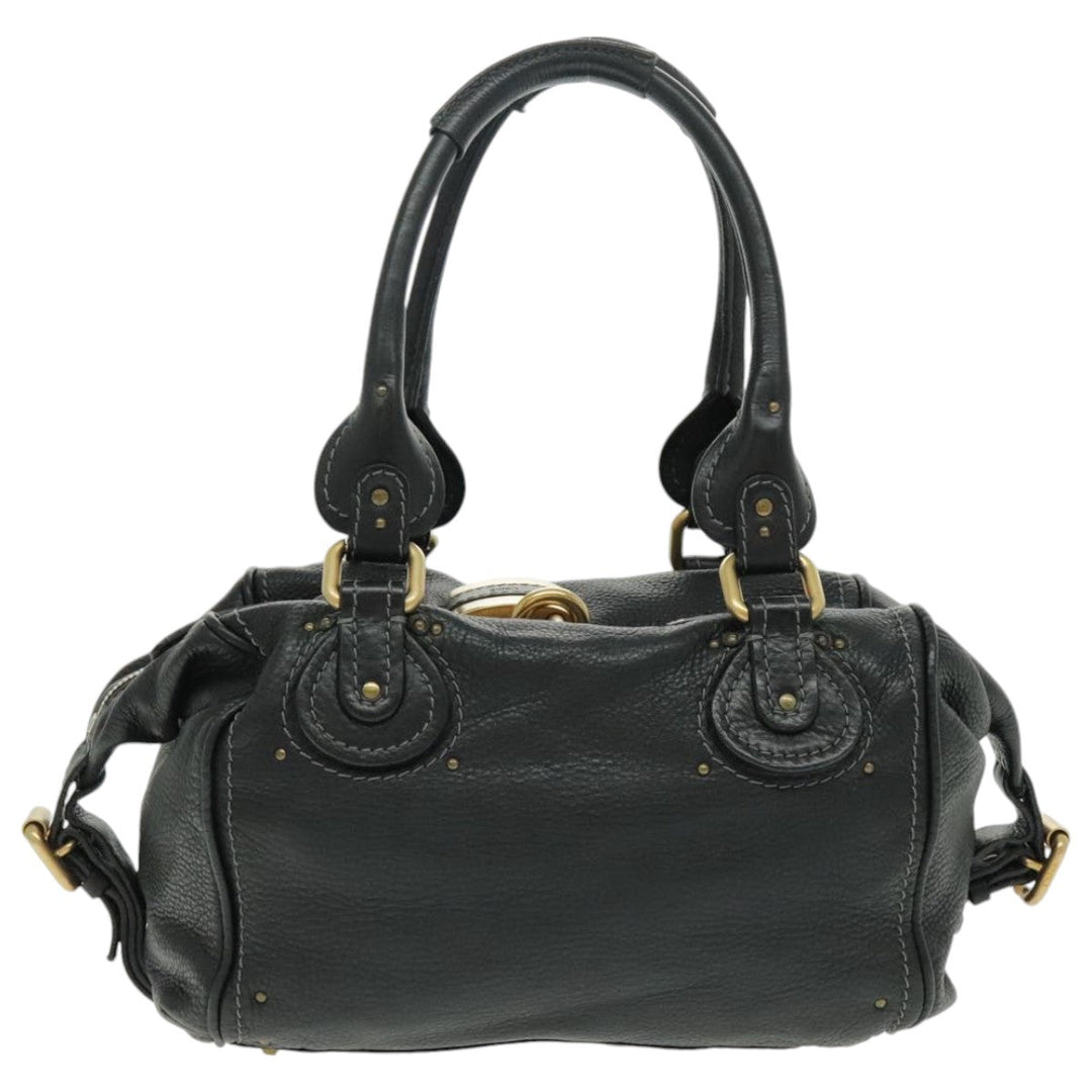 Chloe Paddington Shoulder Bag Leather Black Gold am7075