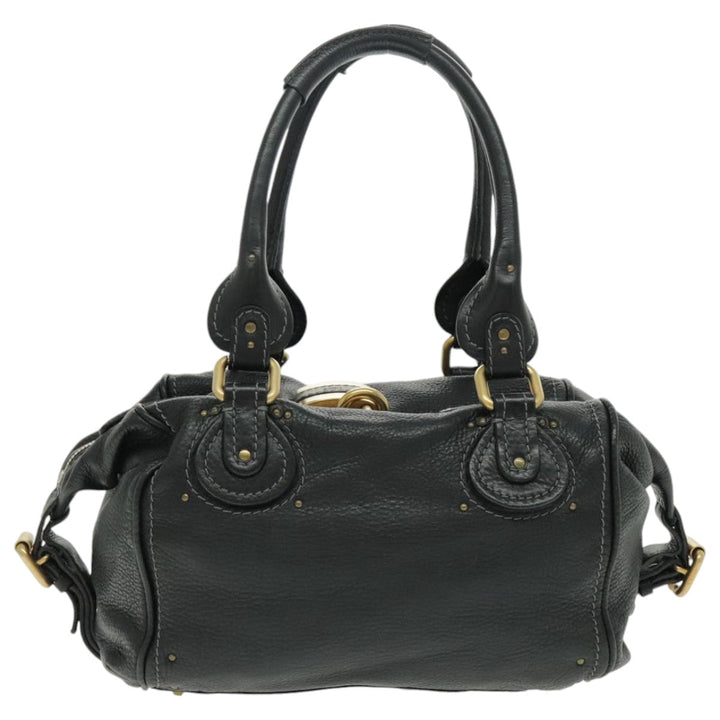 Chloe Paddington Shoulder Bag Leather Black Gold am7075