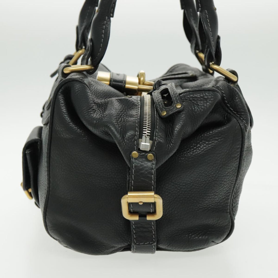 Chloe Paddington Shoulder Bag Leather Black Gold am7075