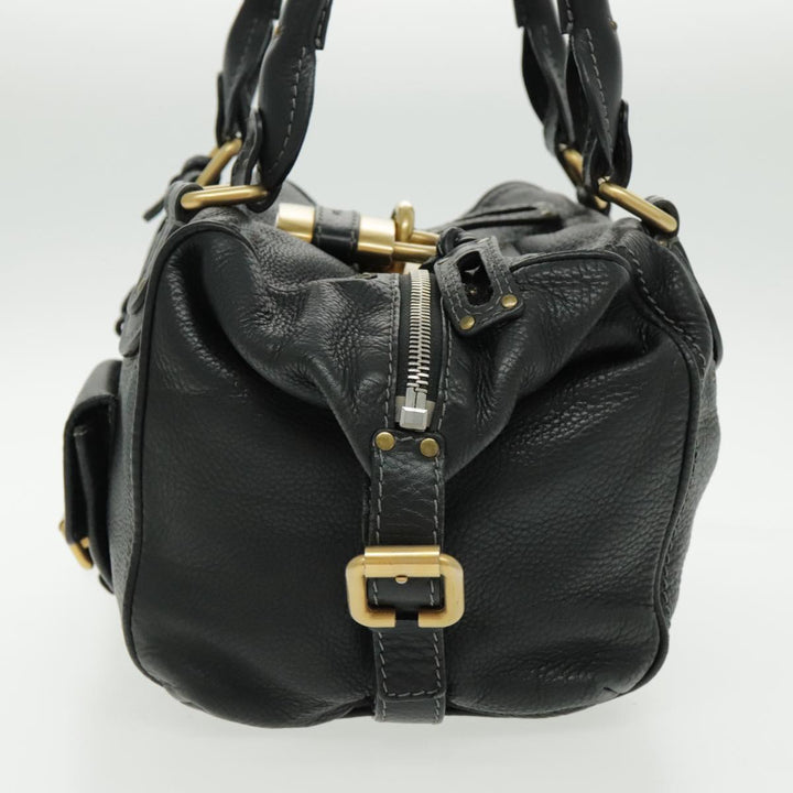 Chloe Paddington Shoulder Bag Leather Black Gold am7075