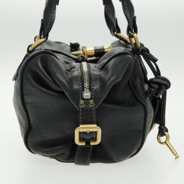 Chloe Paddington Shoulder Bag Leather Black Gold am7075