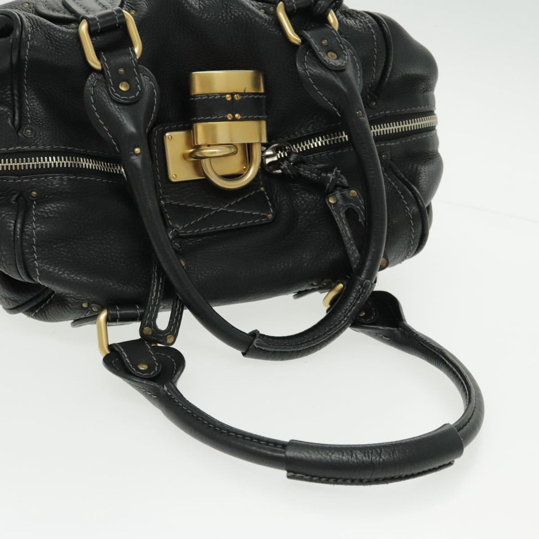Chloe Paddington Shoulder Bag Leather Black Gold am7075