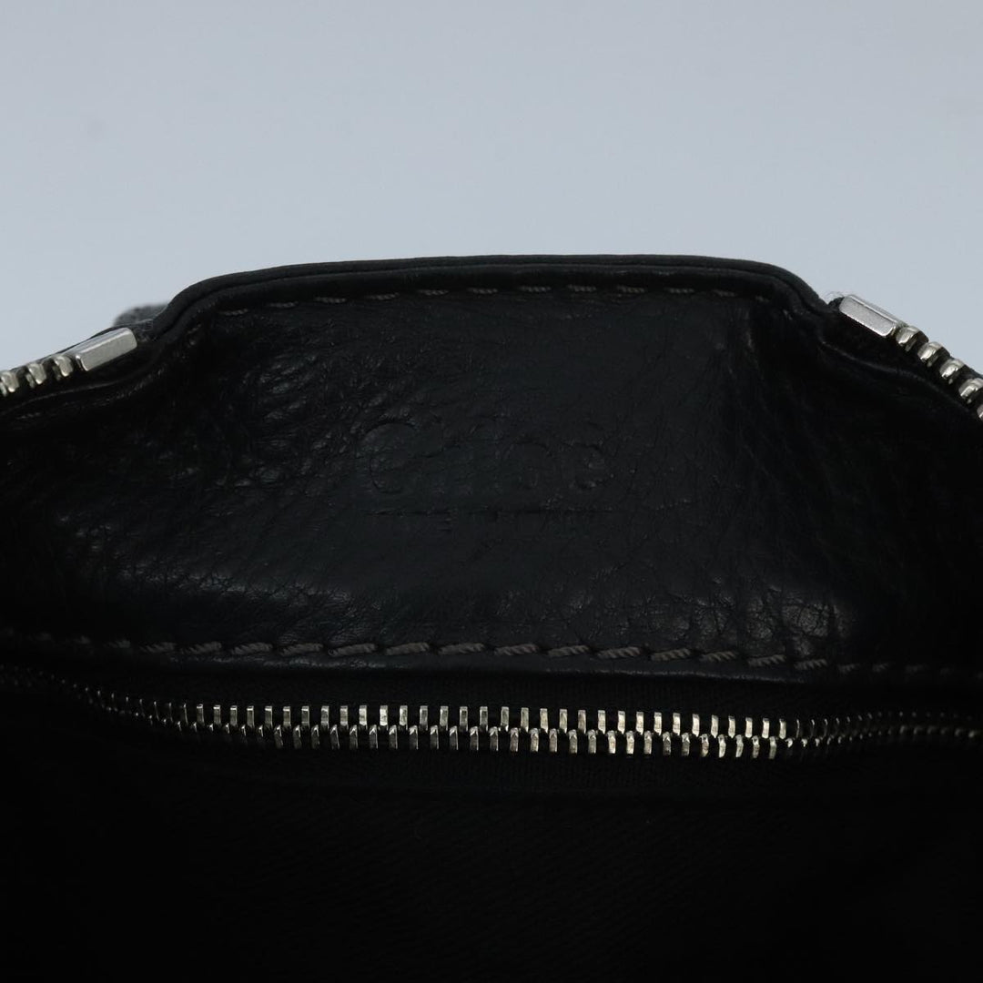 Chloe Paddington Hand Bag Leather Black Gold Silver am7076